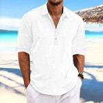 Heren henley-overhemd – linnen-look miniatuur 4