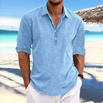 Heren henley-overhemd – linnen-look miniatuur 1