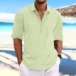 Heren henley-overhemd – linnen-look miniatuur 6