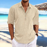 Heren henley-overhemd – linnen-look miniatuur 5